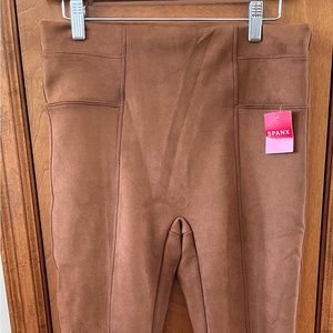 Suede SPANX leggings in rich caramel. NWT.